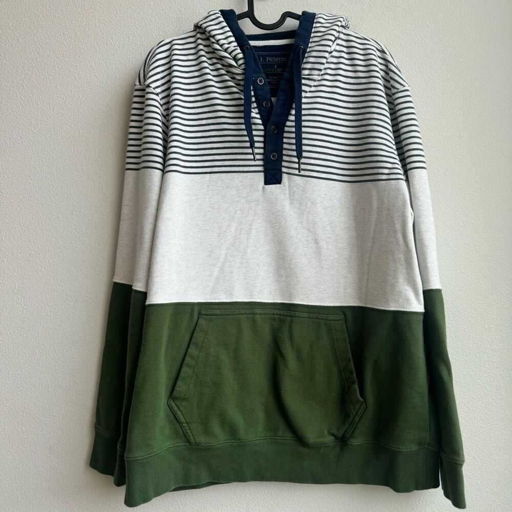 J. Peterman Nantucket Hooded Sweatshirt mens Large navy green preppy nautical